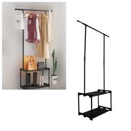 Cabideiro Arara de Roupa Sapateira Organizador Varal 2 Prateleiras Loja Quarto Luxo - 2