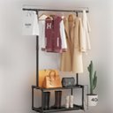 Ver imagem 4 de Cabideiro Arara de Roupa Sapateira Organizador Varal 2 Prateleiras Loja Quarto Luxo
