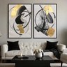 Quadro Abstrato Contemporâneo Duo Preto e Dourado Canvas - 1