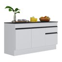 Ver imagem 2 de Balcão Cozinha C/ Rodapé Gabinete Pia 150cm 3 Ptas 1 Gav Veneza Multimóveis Mp2107.964 Branco/