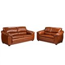 Ver imagem 1 de Jogo de Sofá 2 e 3 Lugares Sala de Estar Veneza Couro Conhaque - Gran Belo