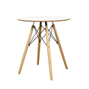 Ver imagem 1 de Mesa Eames Dsw Redonda 70cm Branca com Base Madeira para Sala e Escritório