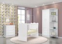 Ver imagem 2 de Jogo de Quarto Doce Sonho Guarda Roupa 2 Portas Cantoneira, Berço e Cômoda Branco - Qmovi