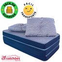 Ver imagem 7 de Puff Multiuso 3 em 1 Casal com Travesseiro Jacquard Azul Bf Colchões