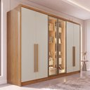 Ver imagem 1 de Guarda-Roupa Casal com Vidro e LED 6 Portas e 6 Gavetas Multimóveis Crnvh-GRP144 Cinamomo/Bege