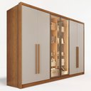 Ver imagem 2 de Guarda-Roupa Casal com Vidro e LED 6 Portas e 6 Gavetas Multimóveis Crnvh-GRP144 Cinamomo/Bege