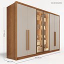 Ver imagem 4 de Guarda-Roupa Casal com Vidro e LED 6 Portas e 6 Gavetas Multimóveis Crnvh-GRP144 Cinamomo/Bege