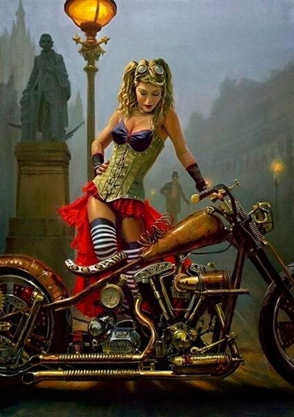 Quadro Decorativo Vintage Motoqueira - PVC 1mm 30x45 - 2