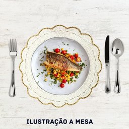 Americano Redondo de Mesa em Crochê Cru com Dourado - 2