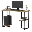 Ver imagem 1 de Mesa para Computador Escritório Home Office 120cm Escrivaninha com Prateleiras Imbuia/preto