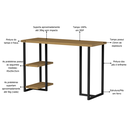 Ver imagem 2 de Mesa para Computador Escritório Home Office 120cm Escrivaninha com Prateleiras Imbuia/preto