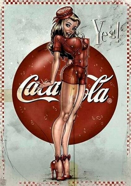 Quadro Decorativo Vintage Cocacola girl - PVC 2mm 40x60 - 2