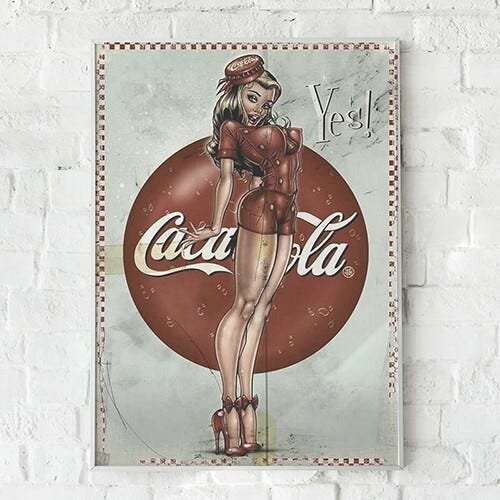 Quadro Decorativo Vintage Cocacola girl - PVC 2mm 40x60 - 1