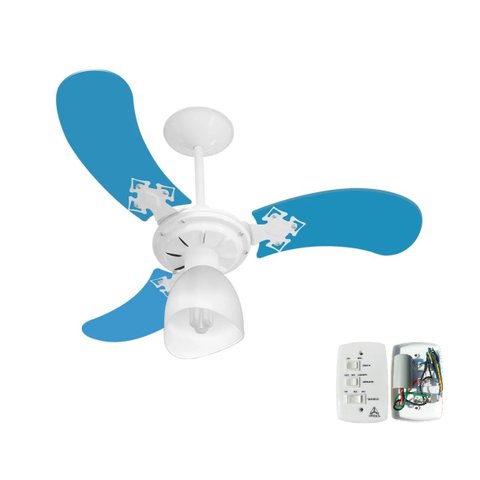 Ventilador Teto Super Baby Colors 3 Pás Mdf Branco/azul 220v Venti-delta