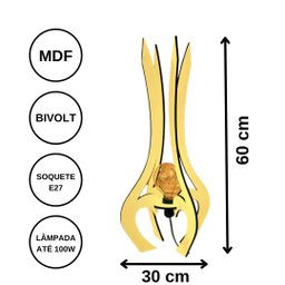 Luminária de Chão MDF PALACE:MDF CRU/60x30cm - 3 Luminária de Chão MDF PALACE:MDF CRU/60x30cm - 3
