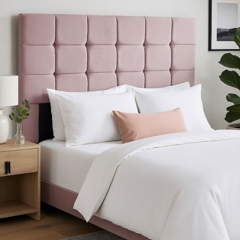 Cabeceira Cama Box Solteiro 90 Cm Malta em Suede com Frame:rose