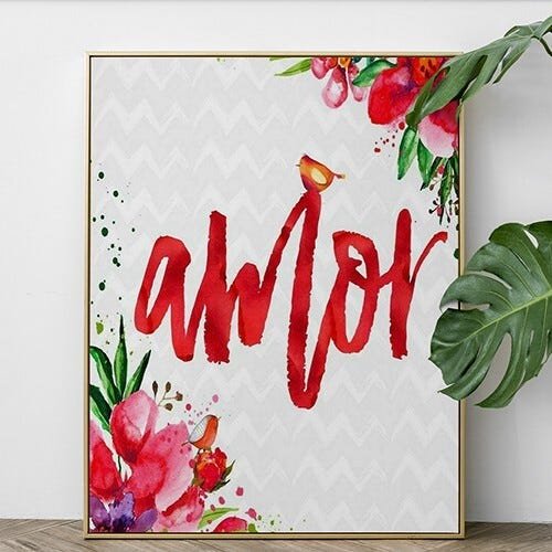 Quadro Decorativo Frases Motivacionais Amor Flores - PVC 2mm 40x60 - 1