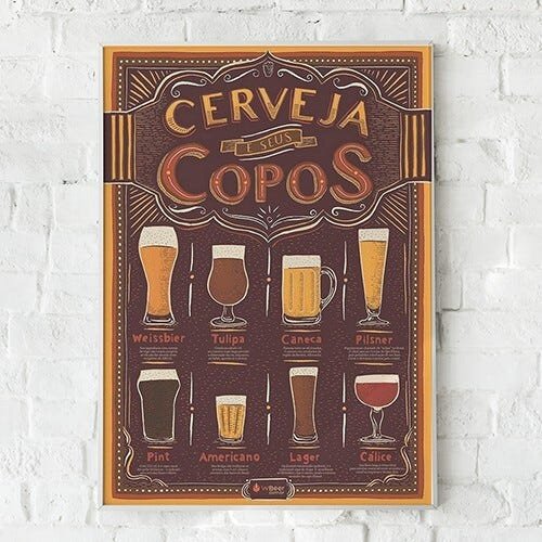 Quadro Decorativo Bar e Boteco Copos de Cerveja - PVC 2mm 40x60 - 1