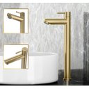 Ver imagem 1 de Torneira de Banheiro Lavabo Madrid Bica Alta Ouro Escovado Goldenx