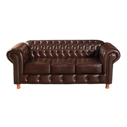 Conjunto De Sofá 3 Lugares E 2 Poltronas Chesterfield Luís Xv -  Couríssimo Marrom Café - 3