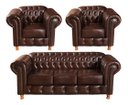 Ver imagem 1 de Conjunto De Sofá 3 Lugares E 2 Poltronas Chesterfield Luís Xv - Couríssimo Marrom Café