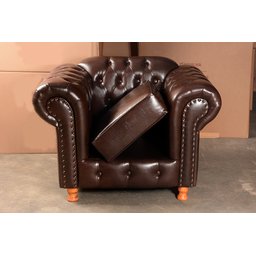Conjunto De Sofá 3 Lugares E 2 Poltronas Chesterfield Luís Xv -  Couríssimo Marrom Café - 6
