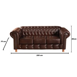 Conjunto De Sofá 3 Lugares E 2 Poltronas Chesterfield Luís Xv -  Couríssimo Marrom Café - 8