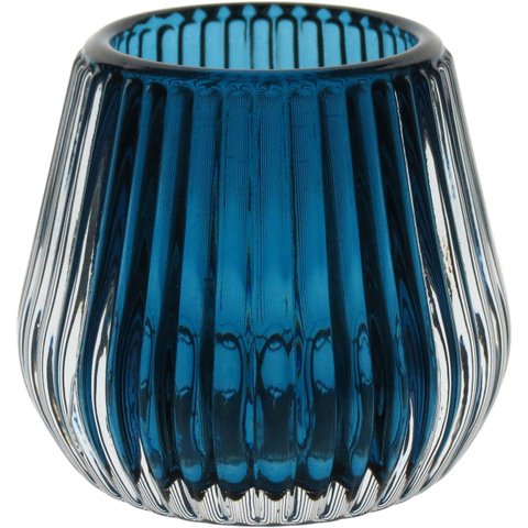 Castiçal Porta Vela Decorativo Home&co Vidro 6x7x7cm Azul
