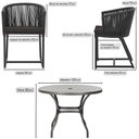 Ver imagem 2 de Mesa com 6 Cadeiras de Jantar Roma 120cm e Noronha em Alumínio Preto Corda Náutica Estofado 9 Trama