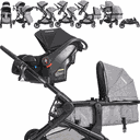 Ver imagem 3 de Carrinho de Gemeos Bebe Conforto Base Isofix Kiddo Pair Cinza