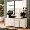 Ver imagem 5 de Buffet Aros 4 Portas Pés Madeira Maciça Mavaular Off White - Naturalle