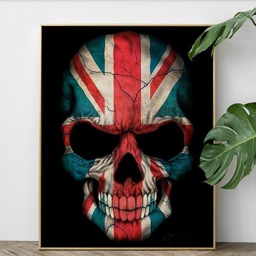 Quadro Decorativo Geek e Nerd Caveira Bandeira - PVC 1mm 30x45 - 1