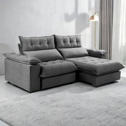 Sofá Retrátil e Reclinável Molas Ensacadas 2,50m Orquídea Vivaro Decor Suede Cinza - 8