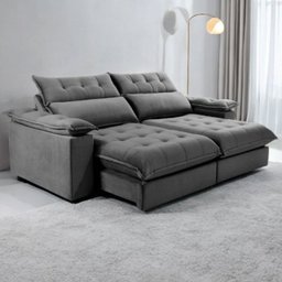 Sofá Retrátil e Reclinável Molas Ensacadas 2,50m Orquídea Vivaro Decor Suede Cinza - 1