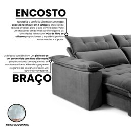 Sofá Retrátil e Reclinável Molas Ensacadas 2,50m Orquídea Vivaro Decor Suede Cinza - 5