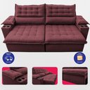 Ver imagem 5 de Sofá Retrátil e Reclinável 3,10m Molas Ensacadas Dream Velusoft Vinho Cama Inbox