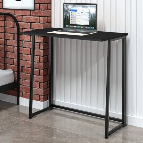 Mesa Dobrável para Estudo e Trabalho Compacta e sem Montagem Preto