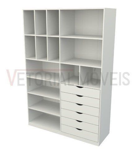 Armário Arara Gaveta Samara M10 100% Mdf (closet / Colmeia) - Branco - 4