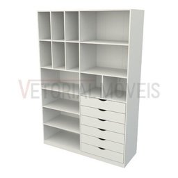Armário Arara Gaveta Samara M10 100% Mdf (closet / Colmeia) - Branco - 4