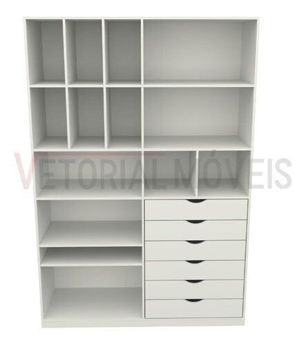 Armário Arara Gaveta Samara M10 100% Mdf (closet / Colmeia) - Branco - 2