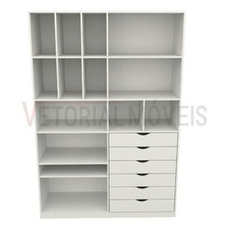 Armário Arara Gaveta Samara M10 100% Mdf (closet / Colmeia) - Branco - 2