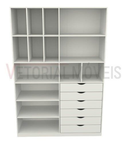 Armário Arara Gaveta Samara M10 100% Mdf (closet / Colmeia) - Branco - 3