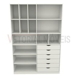 Armário Arara Gaveta Samara M10 100% Mdf (closet / Colmeia) - Branco - 3