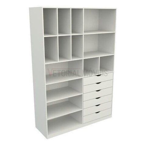 Armário Arara Gaveta Samara M10 100% Mdf (closet / Colmeia) - Branco