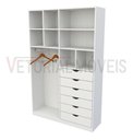 Ver imagem 4 de Armário Arara Gaveta Samara M2 100% Mdf Colmeia Closet Loja - Branco
