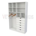 Ver imagem 4 de Armário Arara Gaveta Samara M2 100% Mdf Colmeia Closet Loja - Branco
