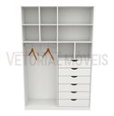 Ver imagem 3 de Armário Arara Gaveta Samara M2 100% Mdf Colmeia Closet Loja - Branco
