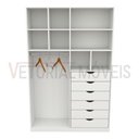 Ver imagem 3 de Armário Arara Gaveta Samara M2 100% Mdf Colmeia Closet Loja - Branco