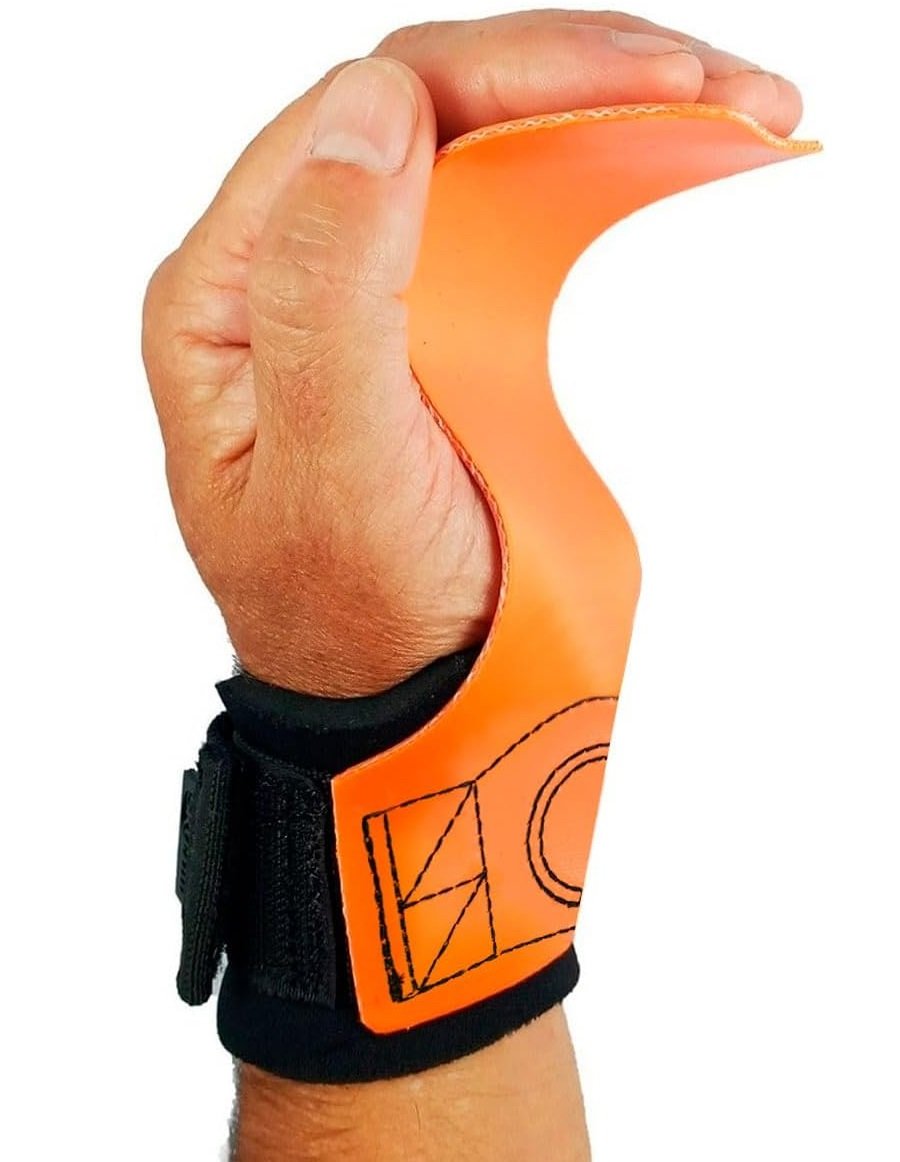 Kit Hand Grip Competition Skyhill + Munhequeira Elástica Listrada:gg/laranja - 2