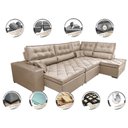 Ver imagem 3 de Sofá de Canto Retrátil e Reclinável Esquerdo 3,40x2,36m Molas Cama inBox Espanha Velusoft Bege